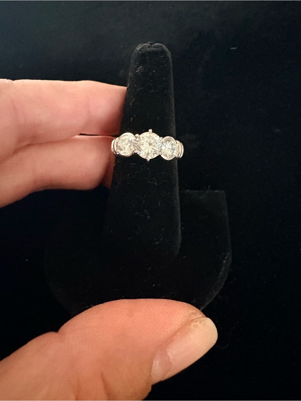 Three-Stone White Gold Diamond Ring - Classic Sparkle